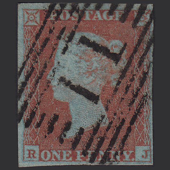 GB QV 1841 1d Very Blued (Plate 95) SG8a-B1(2) RJ VFU 4M Imperf Annan 11