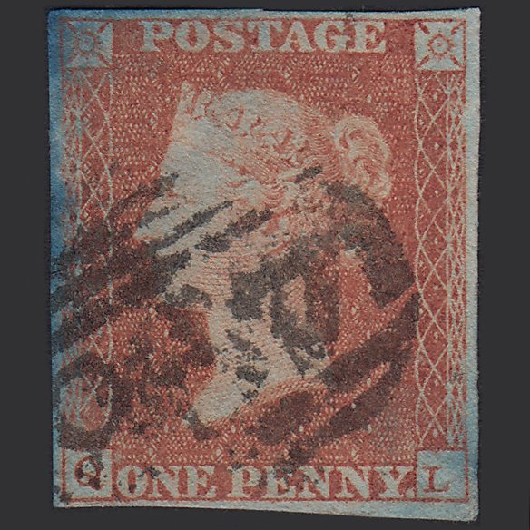 GB QV 1841 1d Red-brown (Plate 89) SG8-B1(1) QL GU 4 Margins