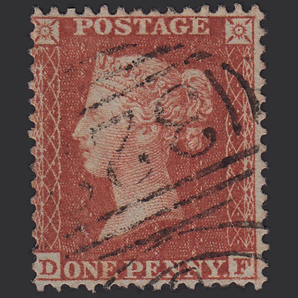 GB QV 1855 1d Red-brown (Plate 2) SG24-C3(1) DF FU Gravesend 322