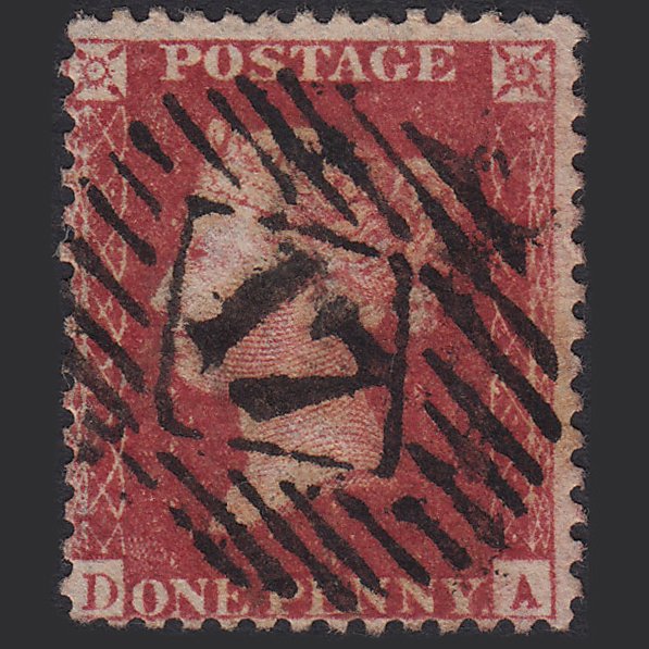 GB QV 1857 1d Deep Rose-red (Plate 34) SG41-C10(4) DA FU London IS 17