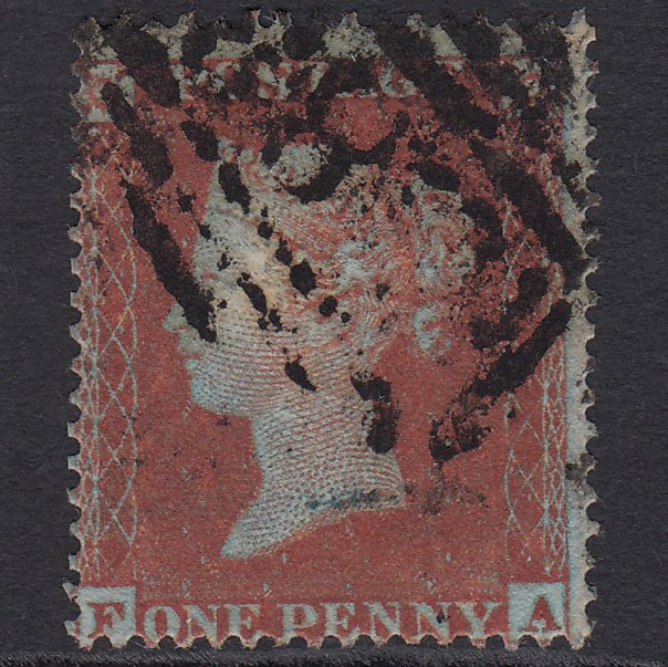 GB QV 1854 1d Red-brown (Plate 187) SG17-C1(1) FA GU