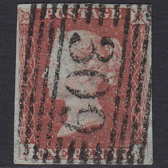 GB QV 1841 1d Red-brown (Plate 82) SG8-B1(1) JI GU 4 Margins Stonehaven 309