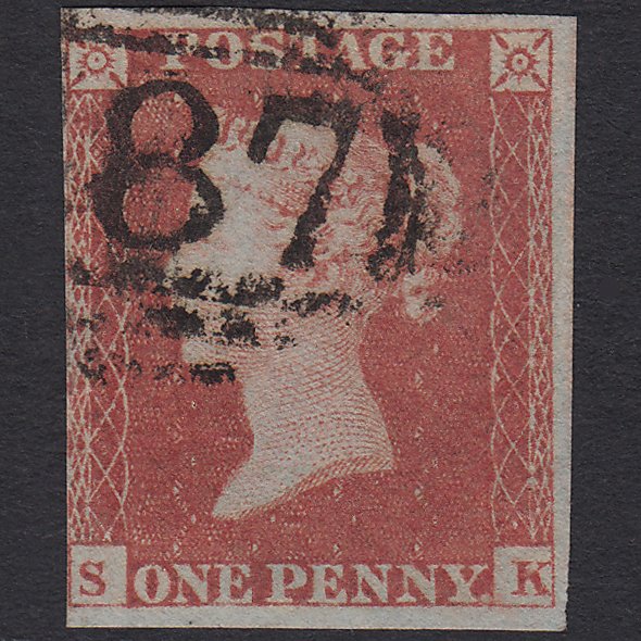 GB QV 1841 1d Red-brown (Plate 172) SG8-B2(1) SK FU nr 4 Margins