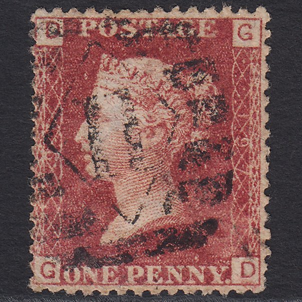 GB QV 1864 1d Lake-red (Plate 197) SG44-G1(2) GD GU London IS 11