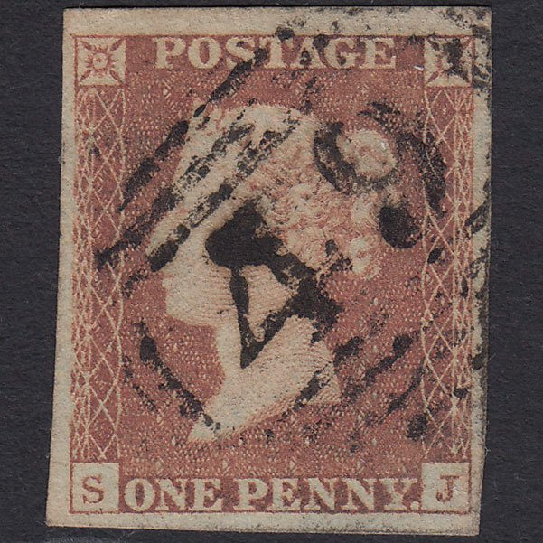 GB QV 1841 1d Red-brown (Plate 100) SG8-B1(1) SJ FU 4 Margins Barnsley 49