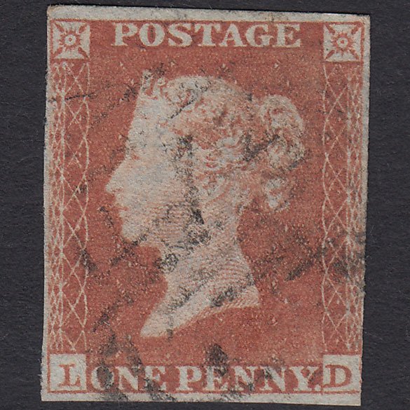 GB QV 1841 1d Red-brown (Plate 164) SG8-B2(1) LD GU nr 4 Margins