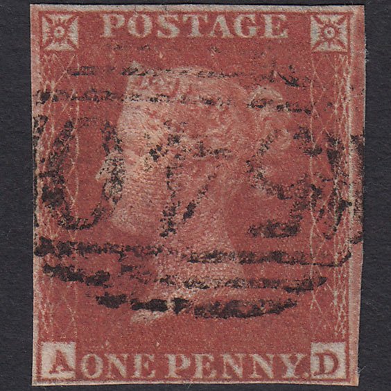 GB QV 1841 1d Lake-red (Plate 135) SG11-B2(2) AD FU 4 Margins Neath 540