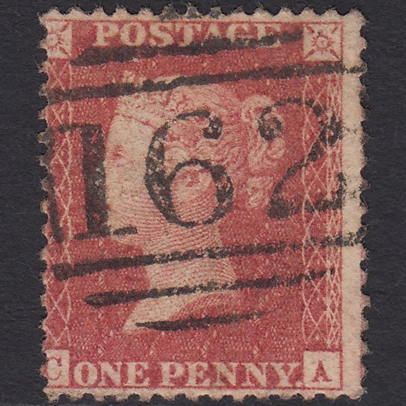GB QV 1857 1d Rose-red (Plate 45) SG40-C10(1) CA VFU Cardiff 162