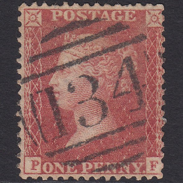 GB QV 1857 1d Rose-red (Plate 47) SG40-C10(1) PF GU Bristol 134