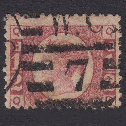 GB QV 1870 1/2d Rose-red (Plate 20) SG48-G4 QQ FU London D&S WC7