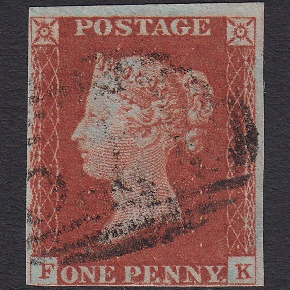 GB QV 1841 1d Red-brown (Plate 60) SG8-B1(1) FK FU nr 4 Margins