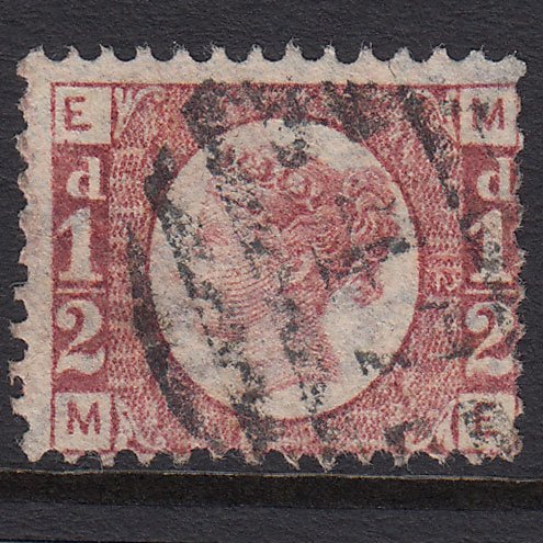 GB QV 1870 1/2d Rose-red (Plate 12) SG48-G4 ME FU London D&S Cancel