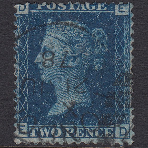 GB QV 1869 2d Blue (Plate 15) SG46-G3 ED FU CDS Cancel