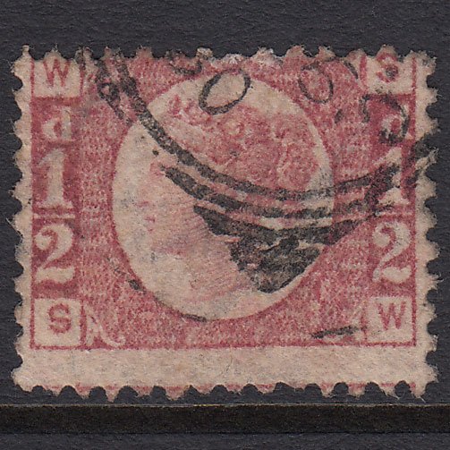 GB QV 1870 1/2d (Plate 13) SG48-G4 SW FU Squared Circle Cancel Misperf