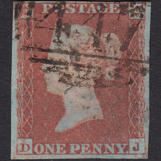 GB QV 1841 1d Red-brown (Plate 77) SG8-B1(1) DJ FU 4 Margins Leeds 447