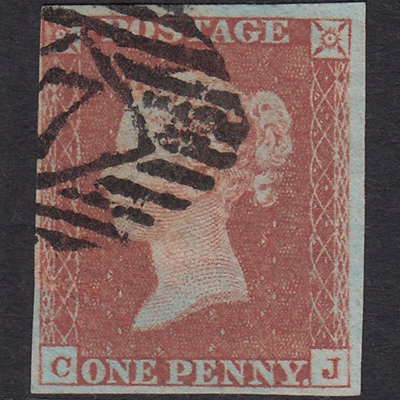 GB QV 1841 1d Red-brown (Plate 77) SG8-B1(1) CJ GU 4 Margins London IS 7