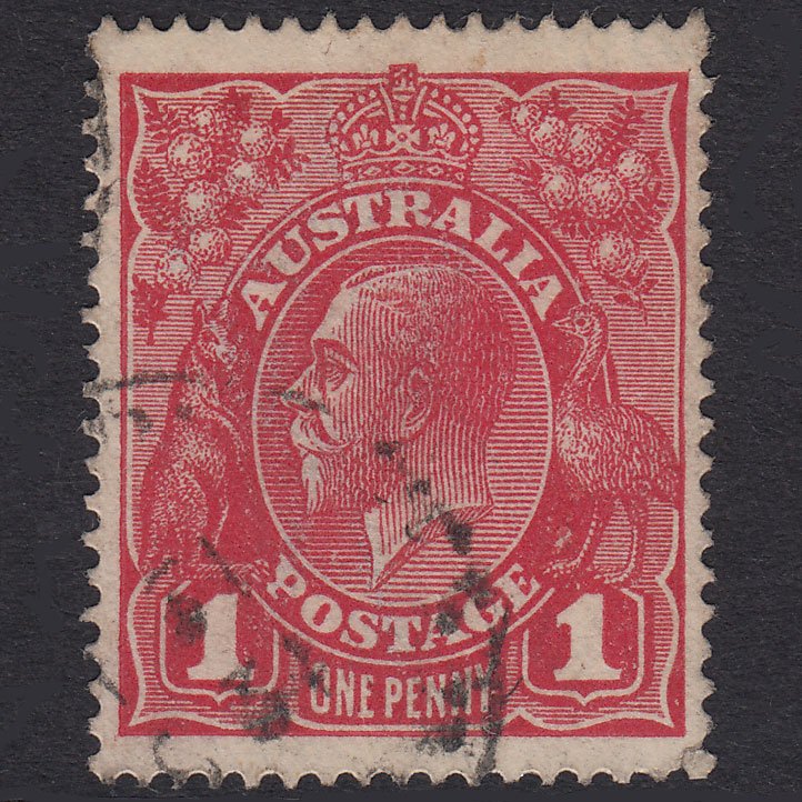 AUSTRALIA 1920 1d Carmine (Aniline) King George V SG21CF FU CDS