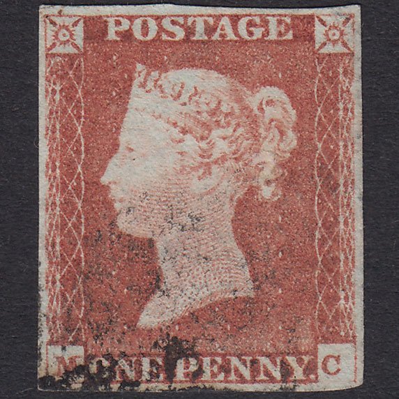 GB QV 1841 1d Red-Brown Plate 71 SG8-B1(1) MC FU 4 Margins Light Cancel