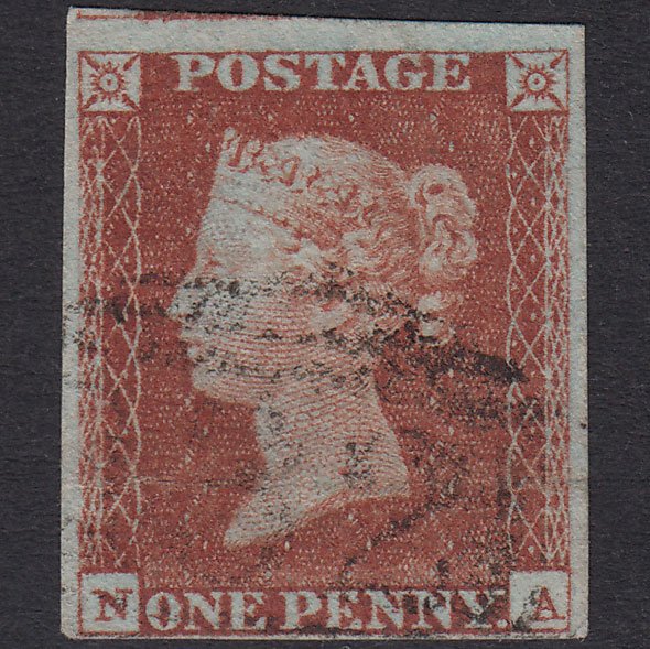 GB QV 1841 1d Red-Brown Plate 54 SG8-B1(1) NA GU 4 Margins