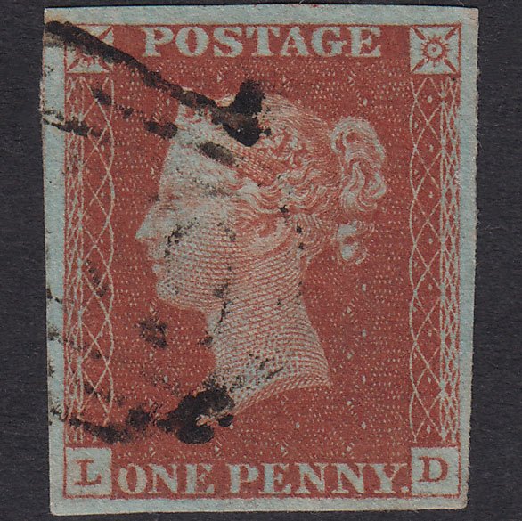 GB QV 1841 1d Red-Brown Plate 57 SG8-B1(1) LD FU 4 Good Margins
