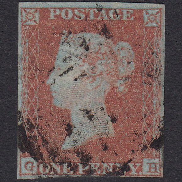 GB QV 1841 1d Very Blued Plate 91 SG8A-B1(2) GH GU 4 Margins