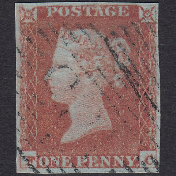GB QV 1841 1d Red-Brown Plate 80 SG8-B1(1) FC FU 4 Margins Scotland