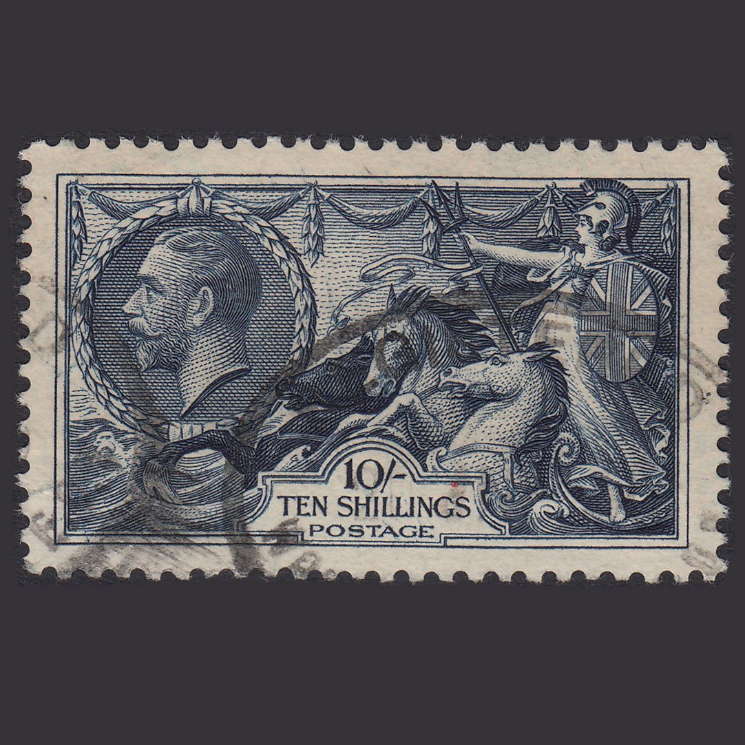 GB KG5 1934 10/- Indigo Seahorses SG452-N75 FU Light Cancel Well Centred