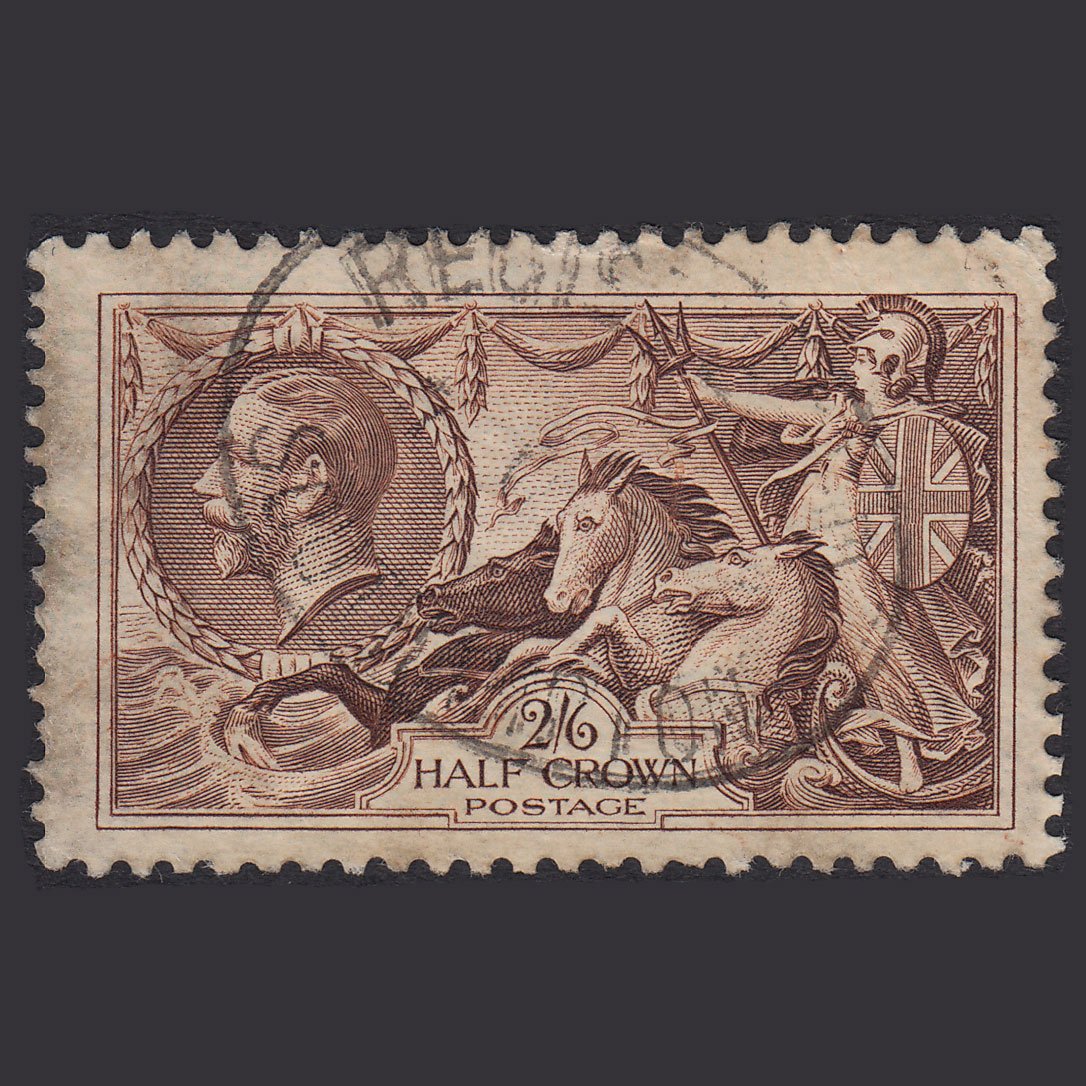 GB KG5 1934 2sh6d Chocolate-Brown Seahorses SG450-N73(1) GU Registered Cancel