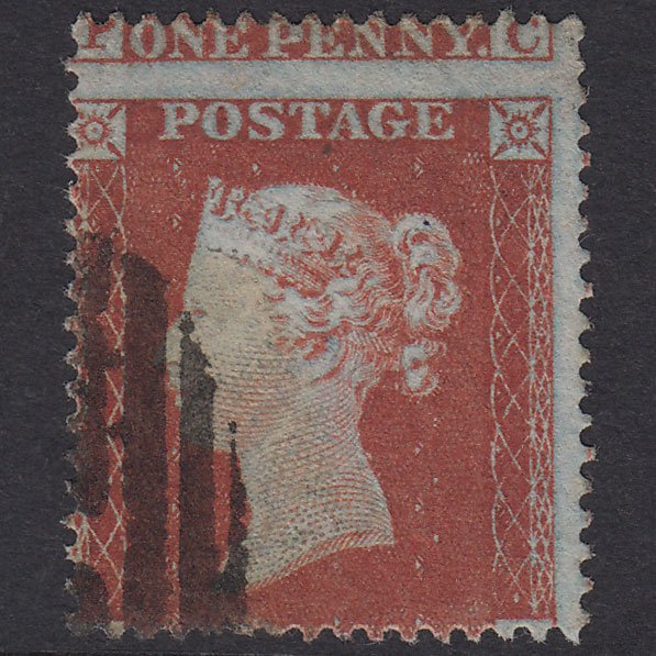 GB QV 1854 1d Plate 185 SG17-C1(1) Framed Reverse QC FU Huge Misperf