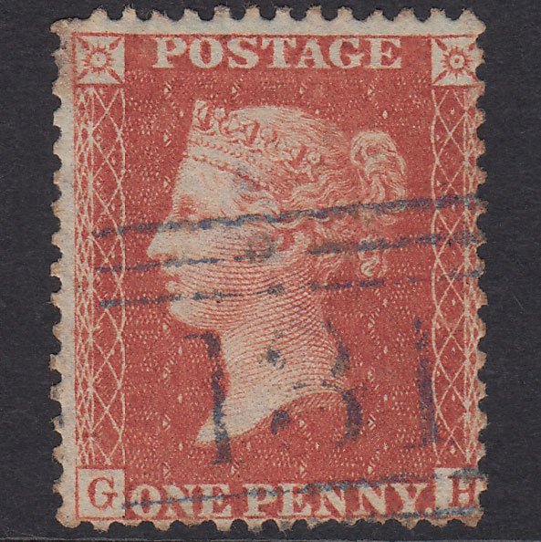 GB QV 1856 1d Brick-Red Plate 37 SG30-C8(2) GH GU Blue Edinburgh 131