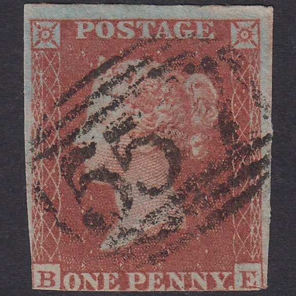 GB QV 1841 1d Plate 167 SG8-B2(1) BE PU Newmarket 557 Scissor Cut