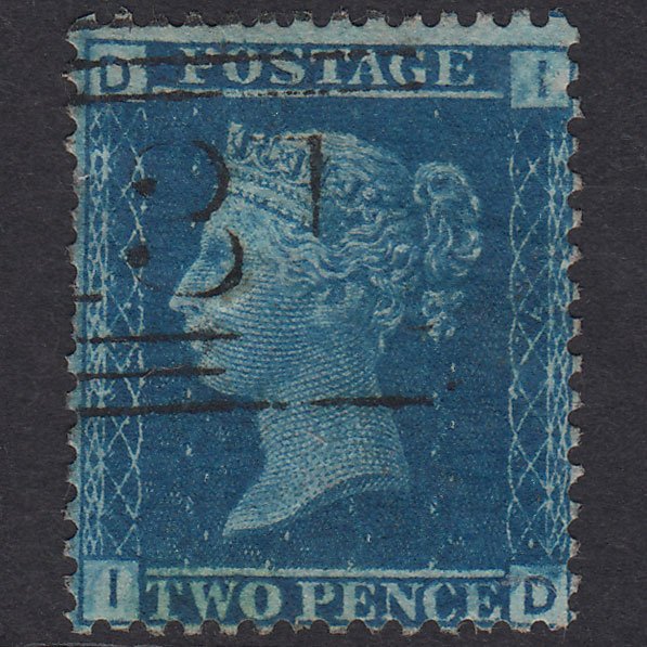 GB QV 1858 2d Blue Plate 7 SG45-G2 ID GU Edinburgh 131
