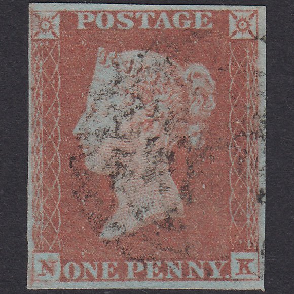 GB QV 1841 1d Very Blued Plate 79 SG8A-B1(2) NK FU 4 Margins