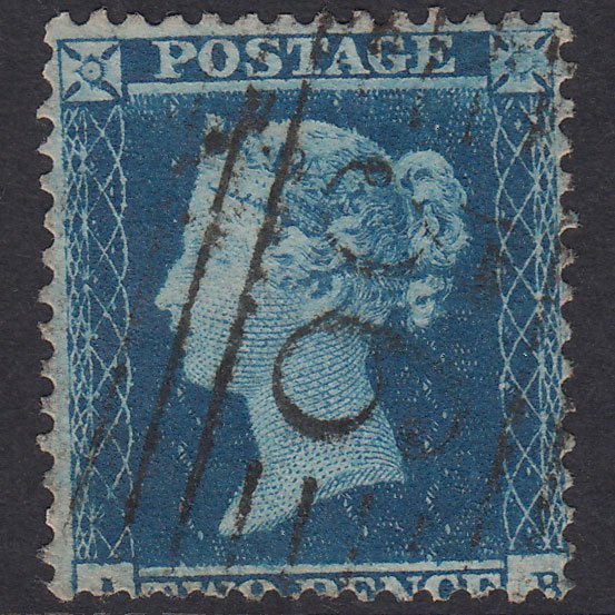 GB QV 1855 2d Blue Plate 4 SG23-F2 AB FU Banff 36