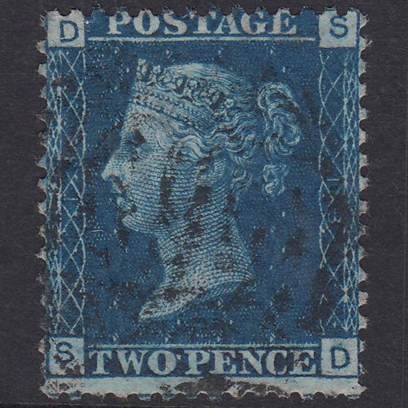 GB QV 1869 2d Blue Plate 13 SG46-G3 SD GU