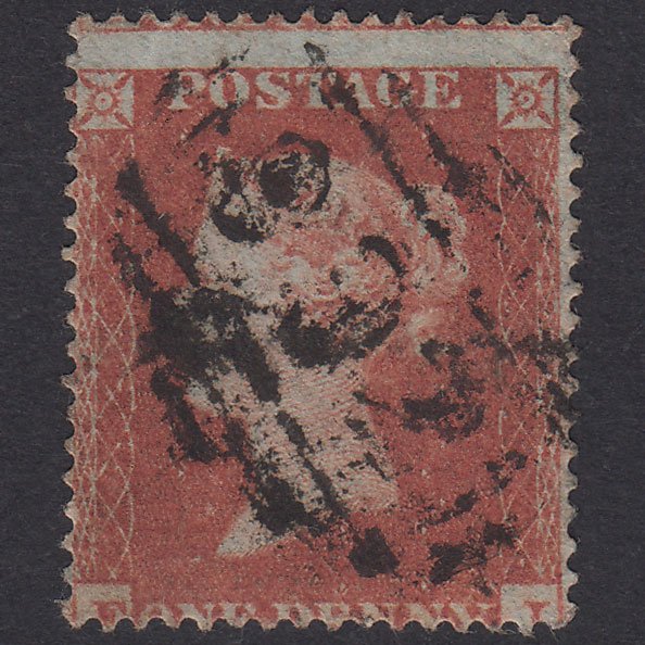 GB QV 1854 1d Red-Brown Plate 186 SG17-C1(1) EI GU Misperf