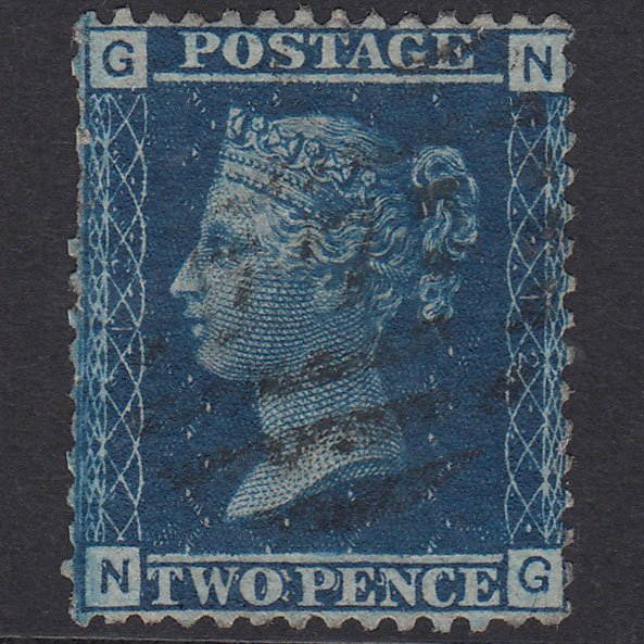 GB QV 1858 2d Blue Plate 12 SG45-G2 NG GU