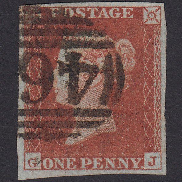 GB QV 1841 1d Deep Red-Brown Plate 51 SG10-B1(4) GJ FU 4 Margins