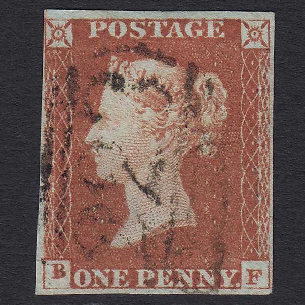 GB QV 1841 1d Red-brown (Plate 70) (SG8) 'BF' FU Coventry (223) 4 Margins