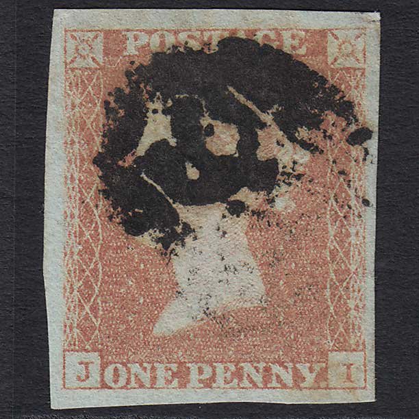GB QV 1841 1d Pale Red-brown (Plate 97) (SG9) 'JI' GU 4 Margins