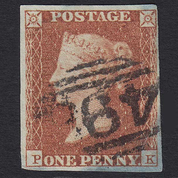 GB QV 1841 1d Red-brown (Plate 97) (SG8) 'PK' FU 4 Margins