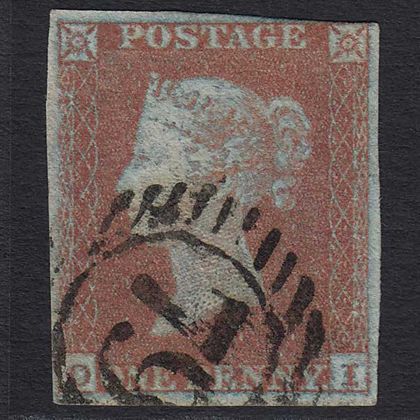 GB QV 1841 1d Red-brown (Plate 130) (SG8) 'OI' FU nr 4 Margins London D&S 79