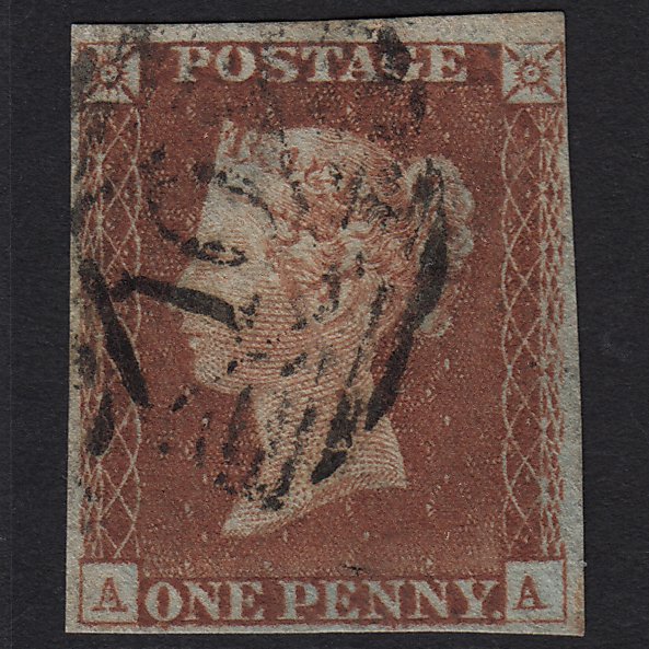 GB QV 1841 1d Red-brown (Plate 60) SG8-B1(1) AA FU London No.10 4 Margins