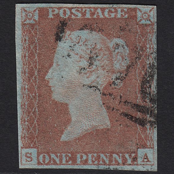 GB QV 1841 1d Very Blued (Plate 71) SG8a-B1(2) SA FU Light Cancel 4M Imperf