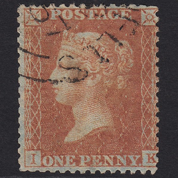 GB QV 1857 1d Orange-red C8(7) IK GU Double Arc CDS