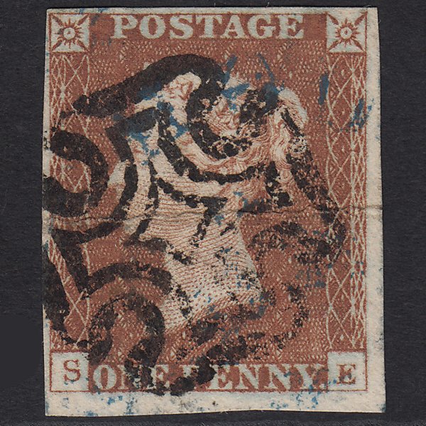 GB QV 1841 1d Red-brown (Plate 27) SG8-B1(1) SE GU 4M Imperf Blue Town Cancel