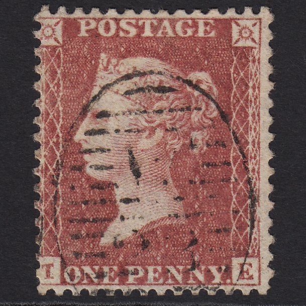 GB QV 1857 1d Rose-red (Plate 42) SG40-C10(1) TE FU London D&S Cancel