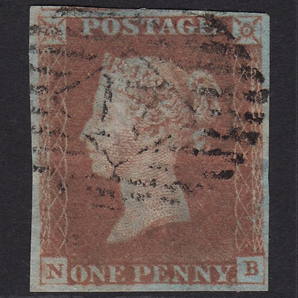 GB QV 1841 1d Red-brown (Plate 74) SG8-B1(1) NB GU 4 Margins London IS 17