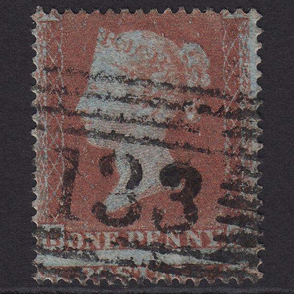 GB QV 1854 1d Red-brown SG17-C1(1) BC FU Elgin 133 Large Misperf