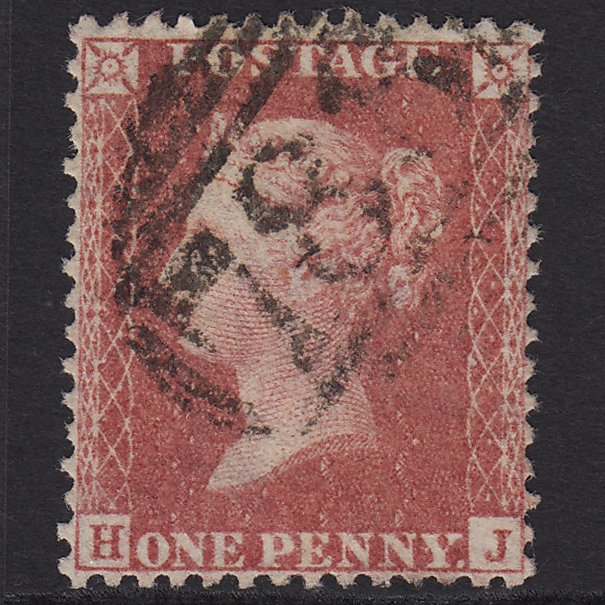 GB QV 1857 1d Rose-red (Plate 27) SG40-C10(1) HJ FU Tewkesbury 788 0